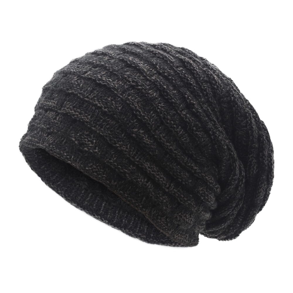 2538 Winter Knit Slouchy Beanie Hat Thick Fleece Lined Baggy Skull Cap